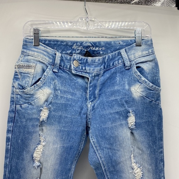 Ariya Vintage Y2K deconstructed Lowrise bleached flare jeans back to school - Picture 4 of 11